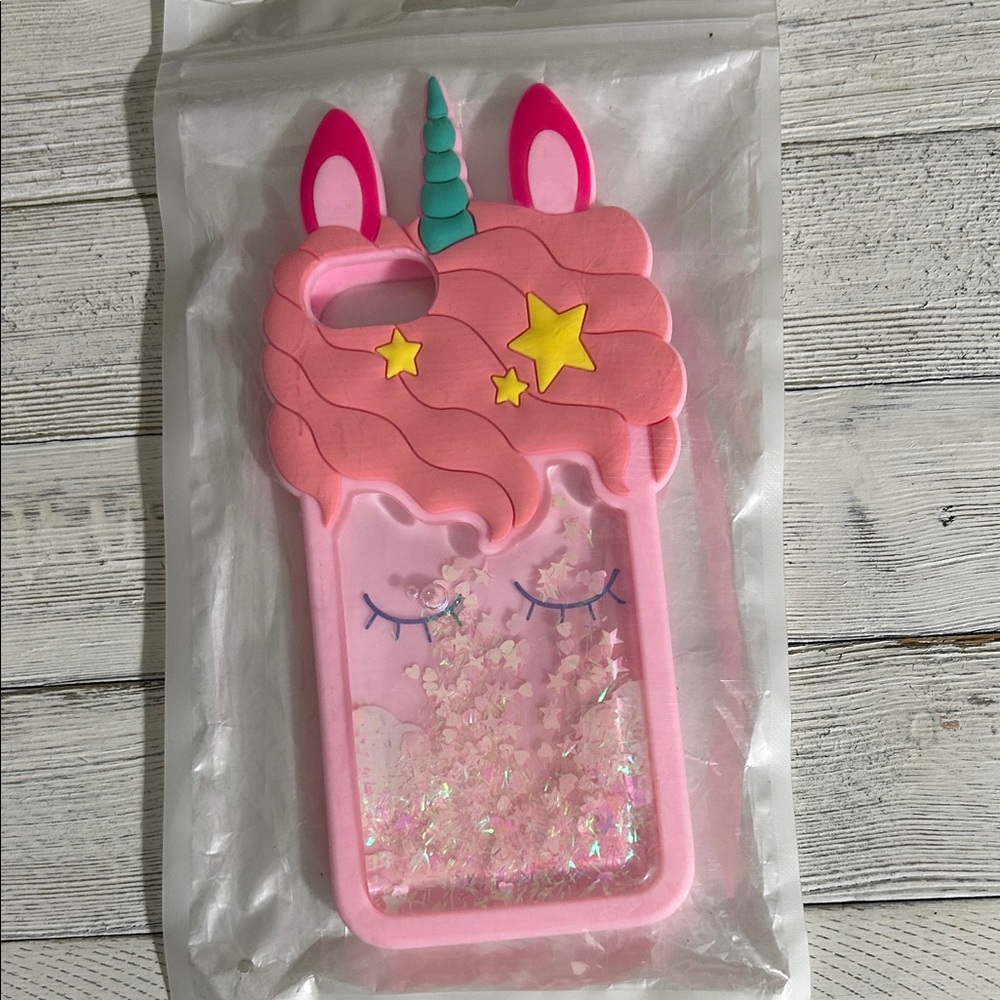 Pink Unicorn iPhone Case with Squishy Glitter